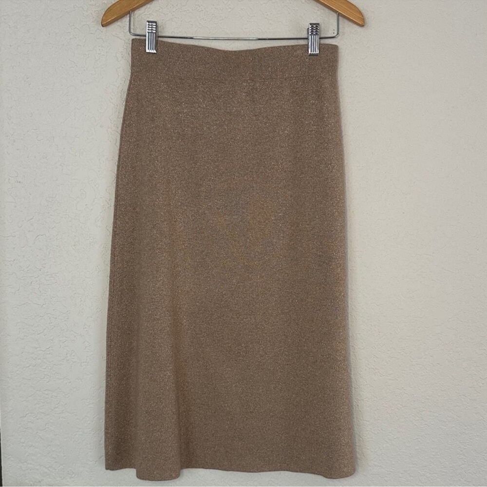 NEW Banana Republic Shimmer Gold Midi Skirt Casual Boho Indie Evening Sparkle